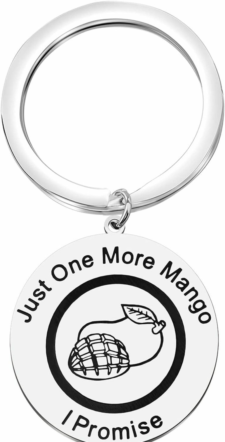 Wholesale BEKECH Bekech Mango Lovers Gift Just One More Mango I Promise Keychain Gift For Tropical Fruit Lovers Summer Fruit Lovers (Silver)