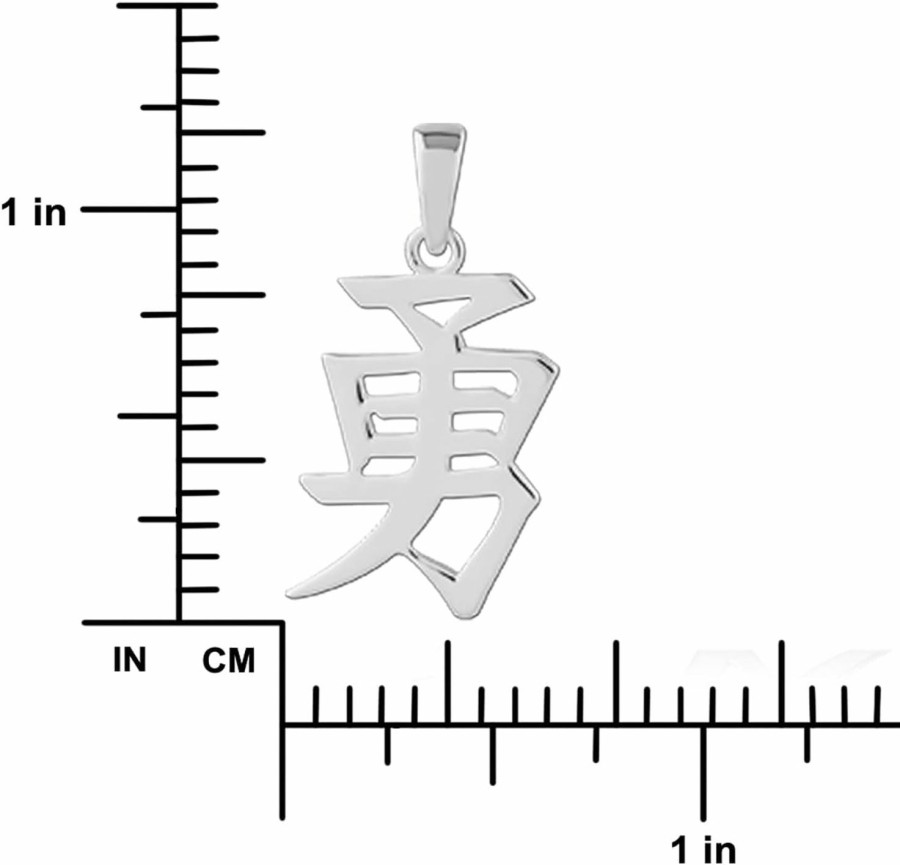 Online Hawaiian Silver Jewelry Sterling Silver Bravery Courage Kanji Chinese Character Pendant