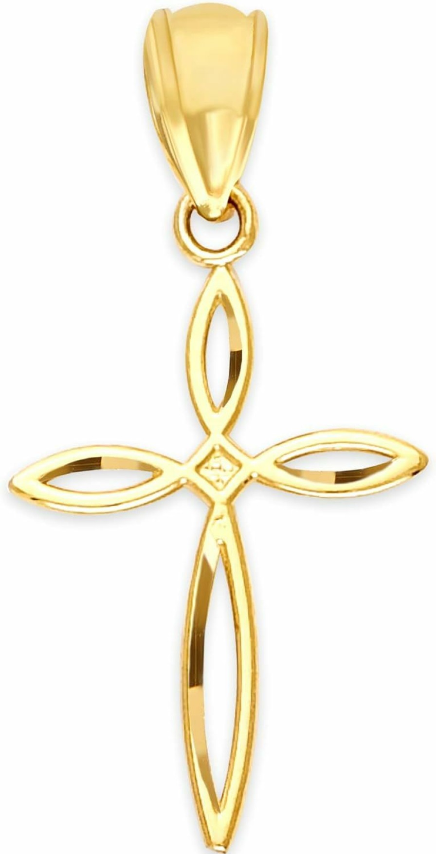 Clearance Golden Fire Solid Dainty Gold Cross Pendant In 10K Or 14K, Religious Jewelry For Christening