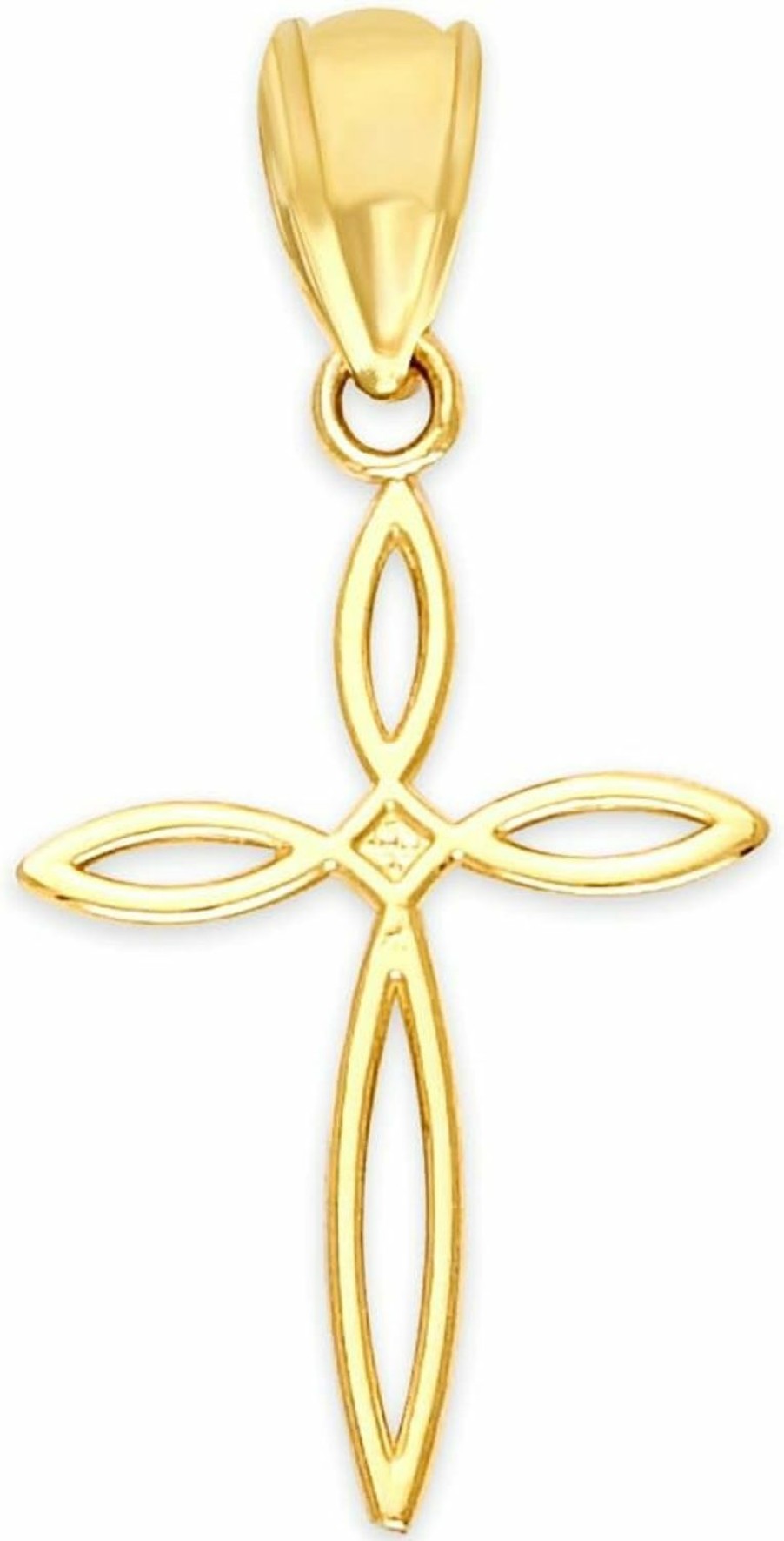 Clearance Golden Fire Solid Dainty Gold Cross Pendant In 10K Or 14K, Religious Jewelry For Christening