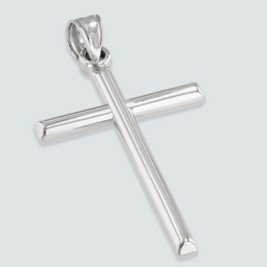 Clearance Jewelry America Jewelry America 14K White Gold Classic Latin Plain Cross Pendant