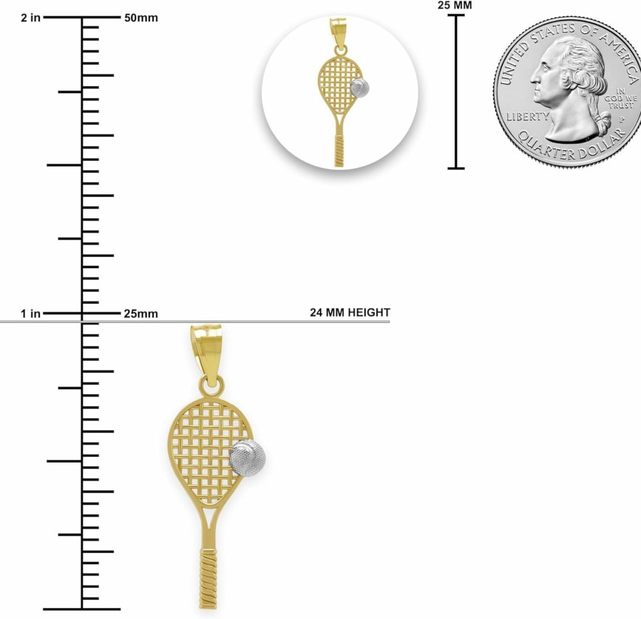 Wholesale CA CHARMAMERICA Ca Charmamerica Gold Tennis Racquet Charm - 10 Karat Gold - Tennis Pendant - Sport Jewelry