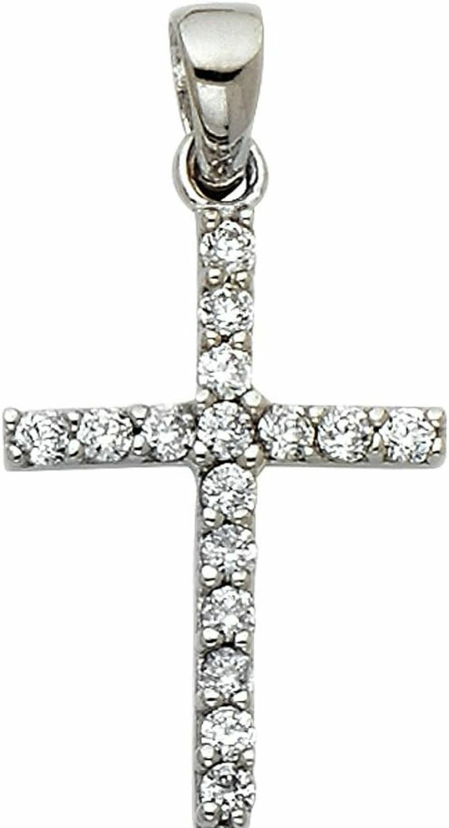 Wholesale The World Jewelry Center 14K Yellow Or White Gold Slim Cross Cz Charm Pendant