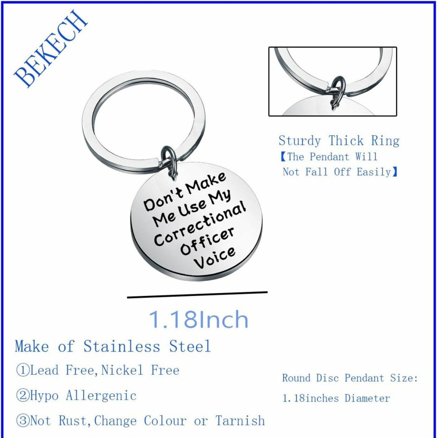 Best BEKECH Bekech Funny Correctional Officer Gift Don'T Make Me Use My Correctional Officer Voice Keychain