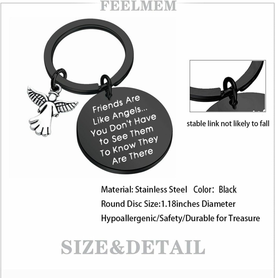 Wholesale FEELMEM Feelmem Best Friend Gift Friendship Keychain Friends Are Like Angels Jewelry