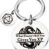 Clearance PLITI Pliti Gamer Keychain What Doesn'T Kill You Gives You Xp Keyring Nerdy Gift Dm Gift Gaming Gift Rpg D20 Gift Fans Gifts