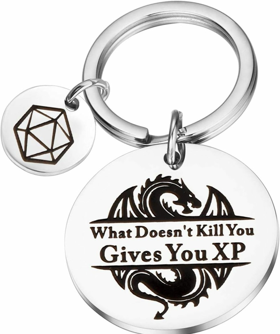 Clearance PLITI Pliti Gamer Keychain What Doesn'T Kill You Gives You Xp Keyring Nerdy Gift Dm Gift Gaming Gift Rpg D20 Gift Fans Gifts