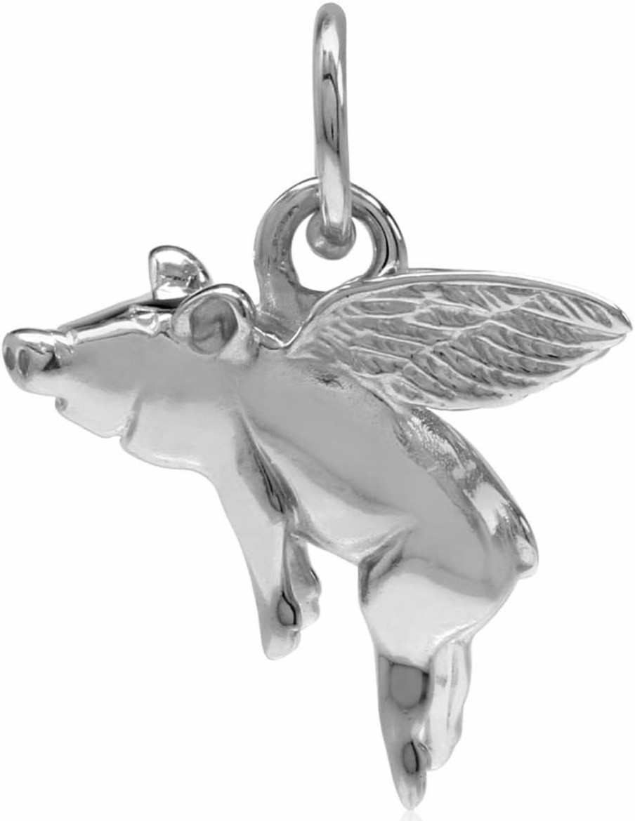 Clearance Silvershake Silvershake White Gold Plated Or Yellow Gold Plated 925 Sterling Silver When Pigs Fly Casual Charm Pendant Jewelry For Women Or Teens