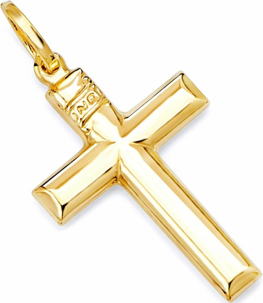 Best The World Jewelry Center 14K Real Yellow Gold Religious Cross Charm Pendant