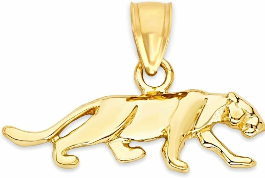 New Unknown 10K Real Solid Gold Panther Pendant, Leopard Jewelry, Jaguar Gifts For Her