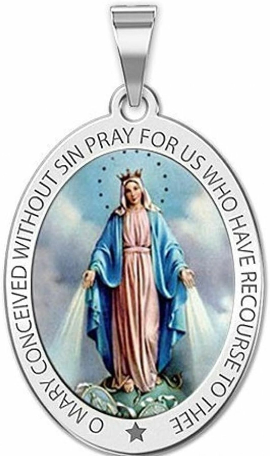 Best PicturesOnGold.com Picturesongold.Com Miraculous Medal Necklace Catholic Virgin Mary Pendant Oval Pendants For Women & Men Crafted In 10K/14K Yellow Or White Gold & Sterling Silver Christian Gifts For Men & Women Or First Communion Gifts For Boys Or Girls