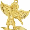 Hot Jewelry America 14K Yellow Gold Classic Saint Michael The Archangel Defeating Evil Pendant