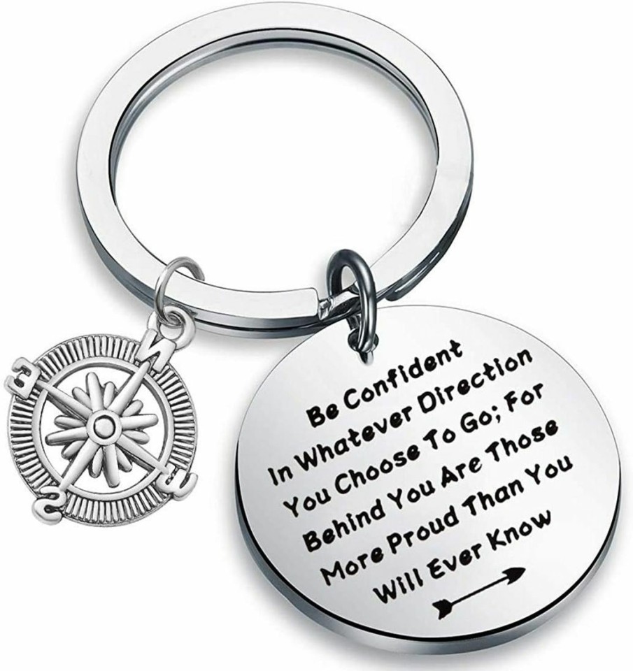 Clearance QIIER Qiier Graduation Gifts Be Confident In Whatever Direction You Choose To Go Keychain With Compass Charm