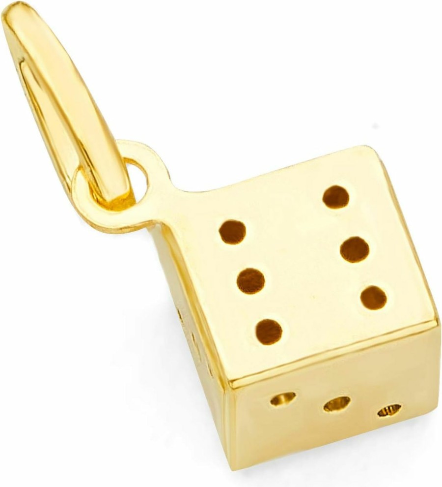 New The World Jewelry Center 14K Real Yellow Gold Tiny Dice Charm Pendant