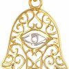 New Jewelry America Jewelry America Solid 14K Gold Filigree Hamsa Hand Of Fatima With Evil Eye Charm Pendant