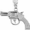 New Claddagh Gold Solid 925 Sterling Silver Revolver Pistol Gun Pendant