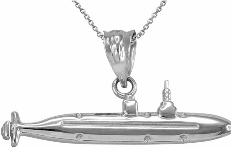 Online Claddagh Gold Claddagh Gold Polished 925 Sterling Silver Military Navy Submarine Warefare Boat Charm Pendant Necklace - Choice Of Pendant Only Or Chain Length