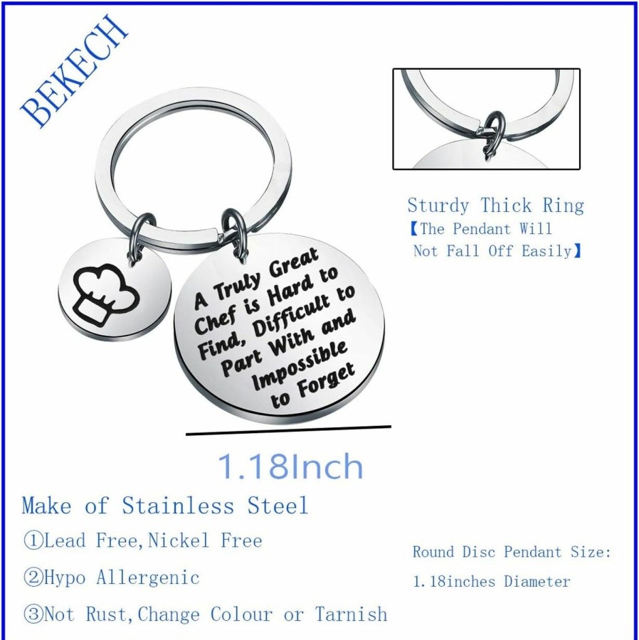 New BEKECH Bekech Chef Gift A Truly Great Chef Is Hard To Find Chef Hat Charm Keychain Cooking Jewelry