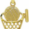 Wholesale CA CHARMAMERICA Charm America - Gold Basketball Hoop Charm - 10 Karat Solid Gold - Children'S Pendant - Sports Trophy For Basketball