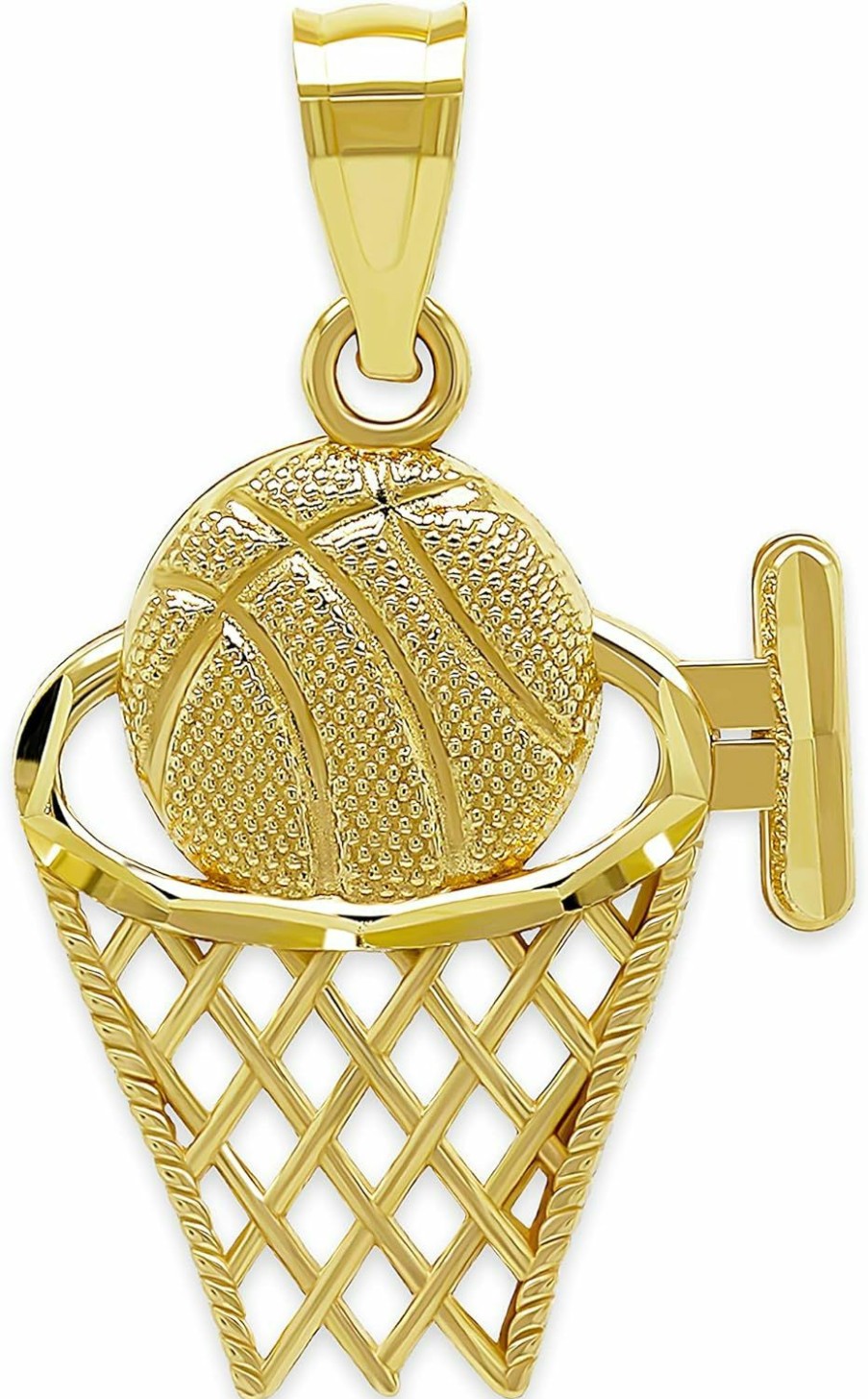 Wholesale CA CHARMAMERICA Charm America - Gold Basketball Hoop Charm - 10 Karat Solid Gold - Children'S Pendant - Sports Trophy For Basketball