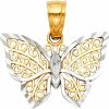 Best The World Jewelry Center 14K Real Two Tone Gold Butterfly Charm Pendant