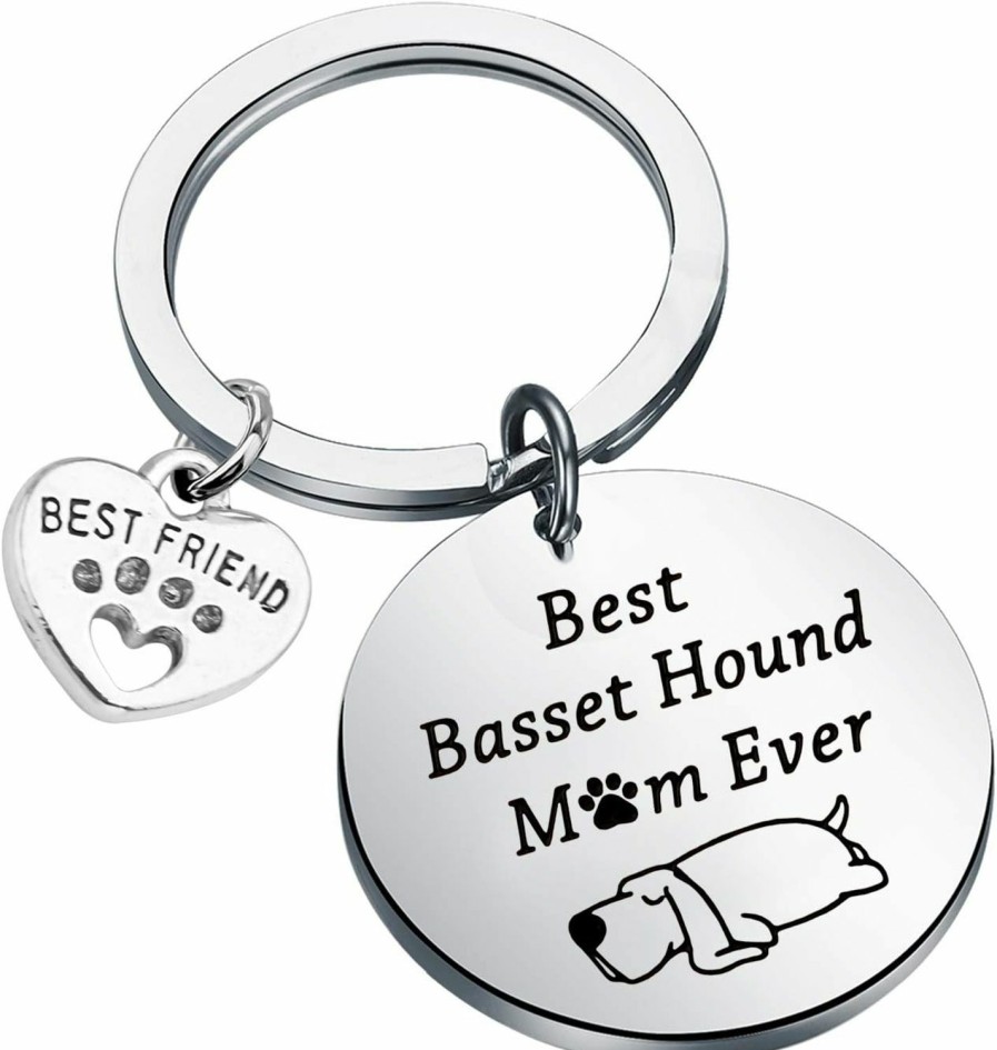 Clearance FUSTMW Fustmw Basset Hound Keychain Best Basset Hound Mom Ever Gifts Dog Mom Owner Basset Hound Gifts Dog Trainer Dog Lover Gifts