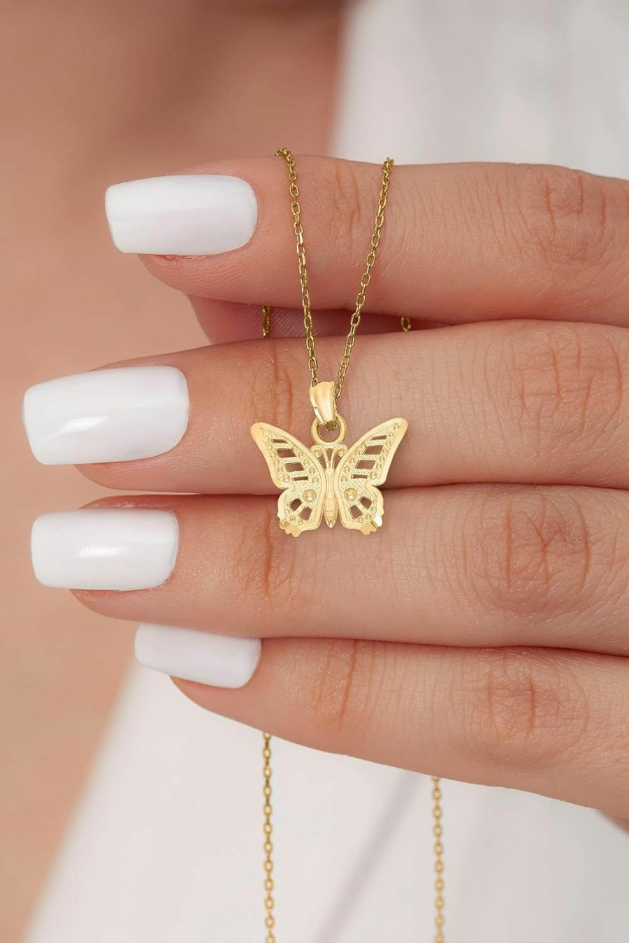 New Ice on Fire Jewelry 10K Real Solid Gold Butterfly Pendant, Animal Charm Symbolizing Freedom And Strength Jewelry