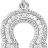 Hot Takar Solid Sterling Silver Cz Horseshoe Statement Pendant