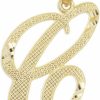 Best Ice on Fire Jewelry Ice On Fire Jewelry 14K Solid Real Gold Cursive Initial Pendant, English Alpahbet A-Z Letter Charm With Diamond Cut (C)