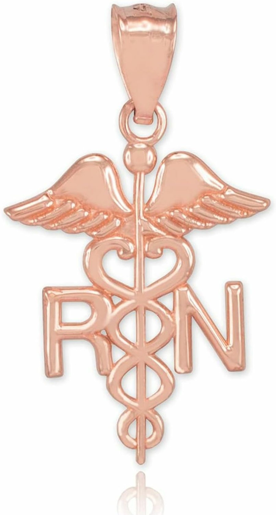 Clearance American Heroes American Heroes Certified 10K Yellow, White, Or Rose Gold Caduceus Rn Charm Registered Nurse Pendant - Choice Of Metal