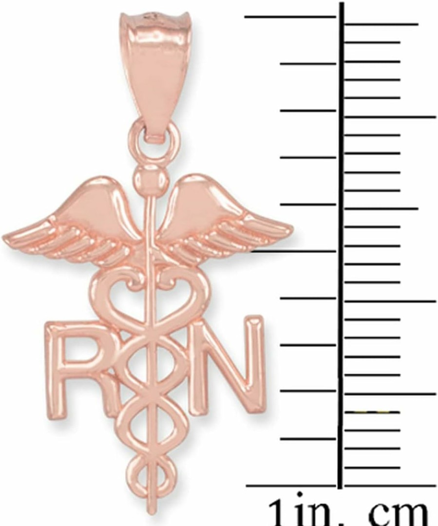 Clearance American Heroes American Heroes Certified 10K Yellow, White, Or Rose Gold Caduceus Rn Charm Registered Nurse Pendant - Choice Of Metal