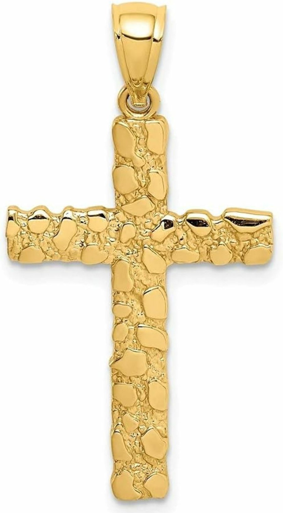 Best Diamond2Deal Diamond2Deal 14K Yellow Gold Nugget Cross Pendant For Women (L- 32 Mm W- 17.5 Mm)