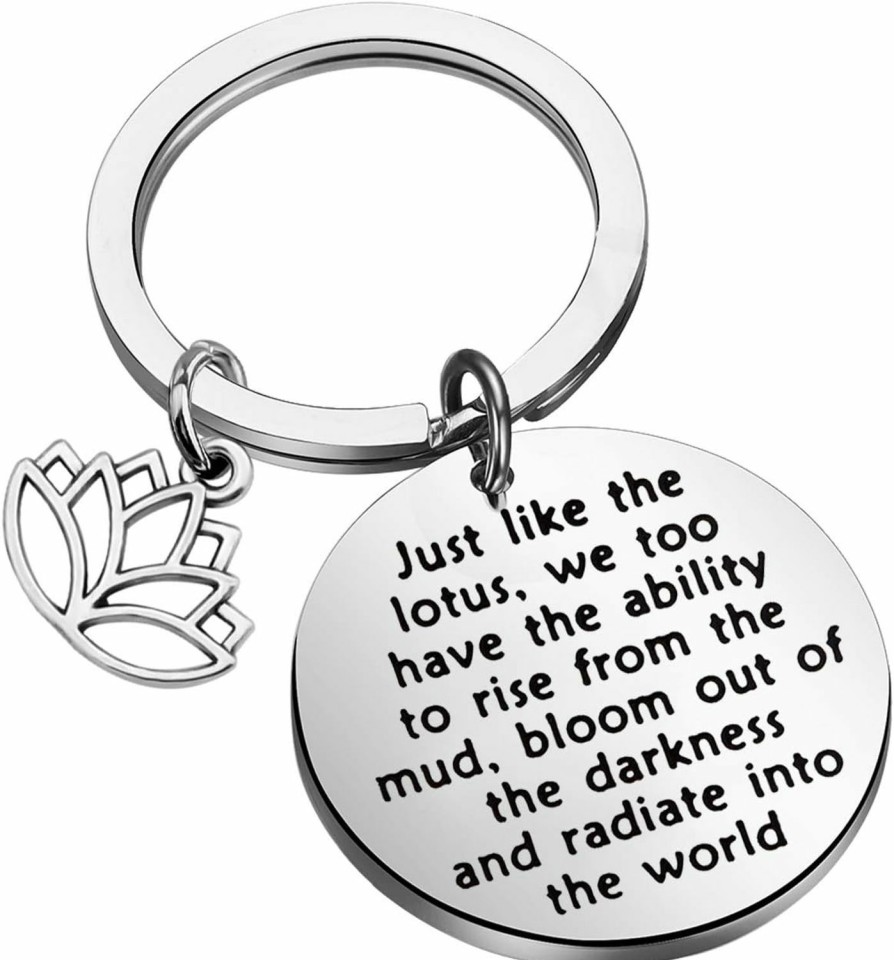 Wholesale LQRI Lqri Lotus Keychain Yoga Karma Inspirational Keychain Best Friend Gift Yoga Lovers Gift Yogi Gift Yoga Teacher Gift