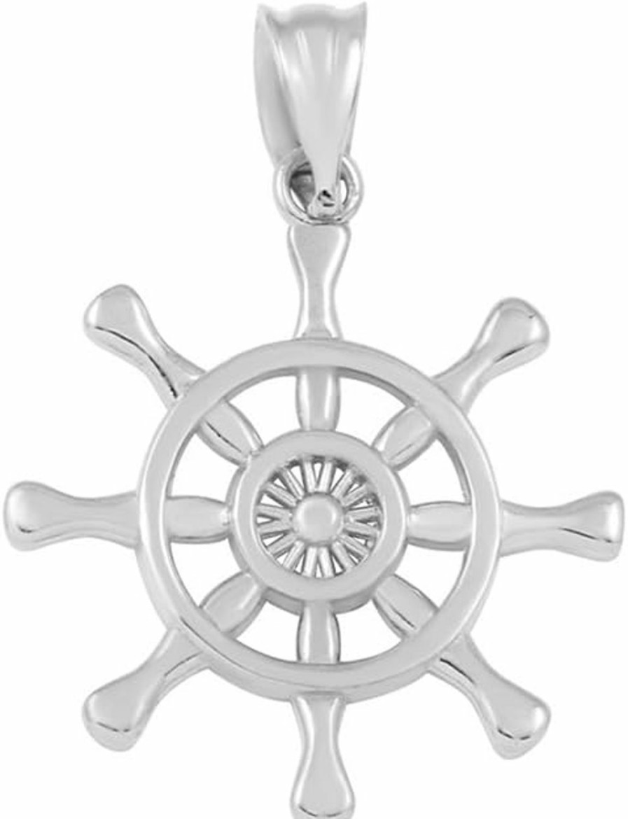 Hot Claddagh Gold 925 Sterling Silver Nautical Ship Steering Wheel Charm Pendant