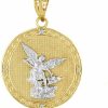 Online Saint Collection 10K Gold Saint Michael The Archangel Diamond Accented Medal Pendant (G-H Color, Si1-Si2 Clarity) - Choice Of Metal