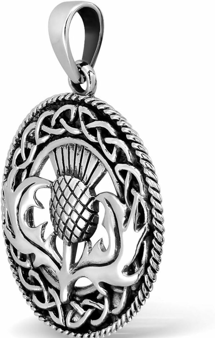 New W | S WITHLOVE SILVER Withlovesilver 925 Sterling Silver Celtic Round Triquetra Scottish Thistle Pendant