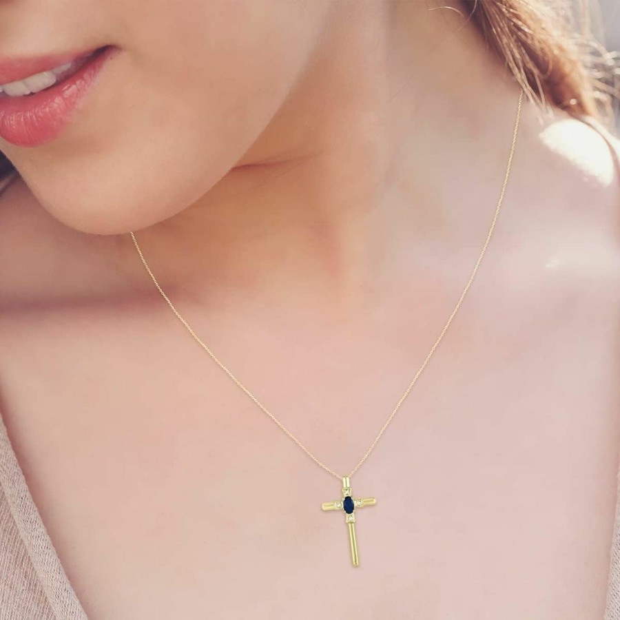 Wholesale SZUL Szul Genuine Gemstone And Diamond Cross Pendants In 10K Yellow Gold (Available In Emerald, Ruby And More)