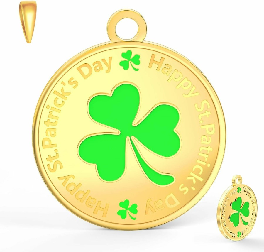 Online Whimypey Whimypey St. Patrick'S Day 18K Gold Plated Pendant, Clover, Gold Coins, Lucky Accessory, St Patricks Day Gift