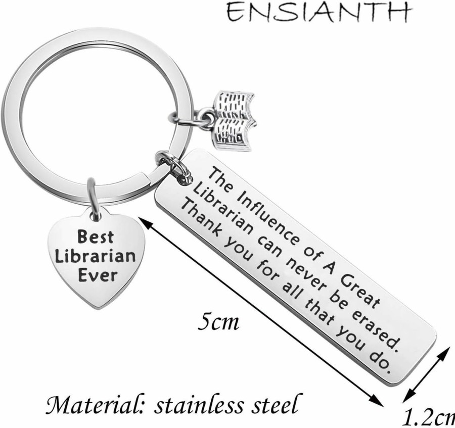 Best ENSIANTH Ensianth Librarian Keychain Librarian Retirement Gift Best Librarian Ever Gift Librarian Appreciation Gift