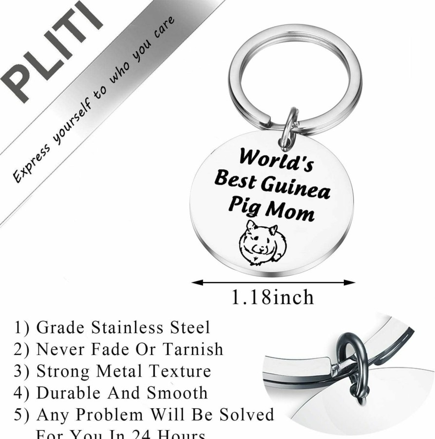 Wholesale PLITI Pliti Funny Guinea Pig Gifts Guinea Pig Lover Gifts World'S Best Guinea Pig Mom Dad Keychain Guinea Owner Jewelry