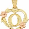 Hot CaliRoseJewelry 14K Beautiful Two-Tone Initial Heart Pendant For Women In Yellow And Rose Gold - Letter O