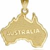 Hot Claddagh Gold Aus Country Maps Jewelry 14K Yellow Gold The Commonwealth Of Australia Map Pendant Necklace - Choose Pendant Only Or Necklace W/ 16"-22" Chain