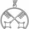 Clearance Claddagh Gold Fine 925 Sterling Silver Openwork St Peter Keys Of Heaven Rope Charm Pendant