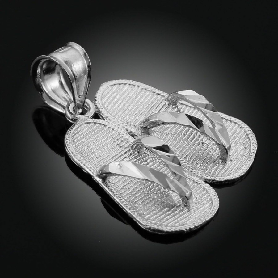 Online Claddagh Gold 925 Sterling Silver 3D Flip Flops Summer Charm Sandal Pendant