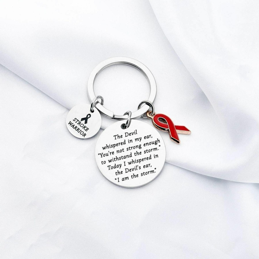 Wholesale FUSTMW Fustmw Awareness Keychain Stroke Warrior Gifts I Am The Storm Survivor Gifts