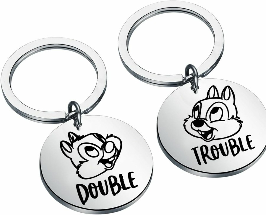 Clearance OKEYCH Okeych Cartoon Inspired Gift Chip And Dale Matching Keychain Best Friends Jewelry Chipmunk Lover Gift