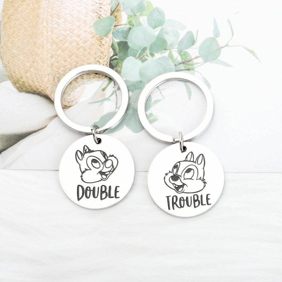 Clearance OKEYCH Okeych Cartoon Inspired Gift Chip And Dale Matching Keychain Best Friends Jewelry Chipmunk Lover Gift