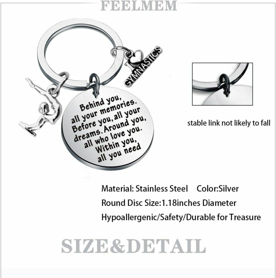 Hot FEELMEM Feelmem Future Gymnast Jewelry Behind You Keychain Sports Gymnastic Teams Gift