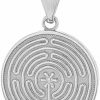 Clearance Claddagh Gold Dainty 925 Sterling Silver Chartres Meditation Labyrinth Disc Charm Pendant