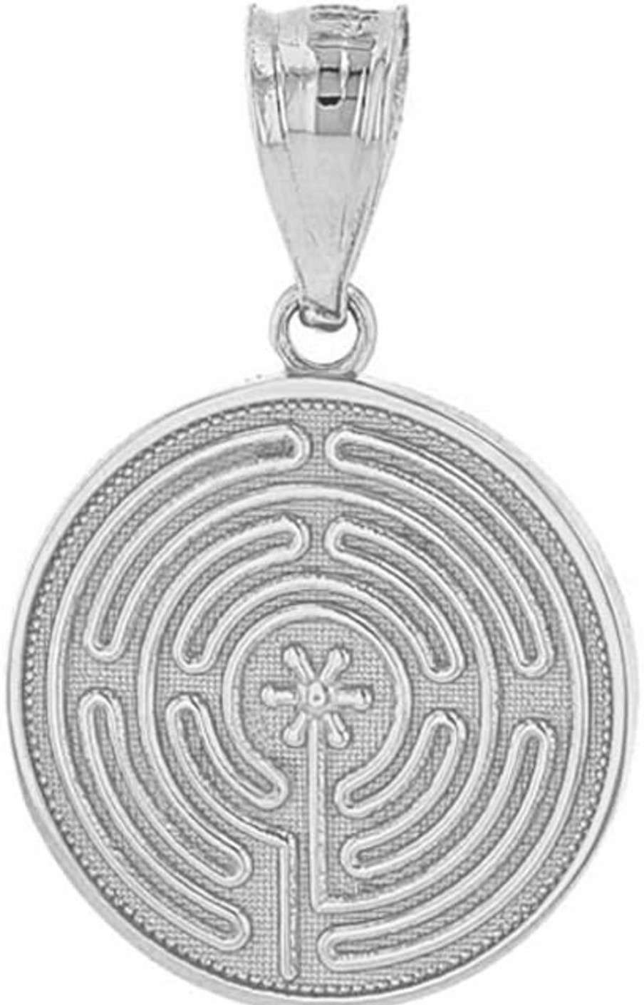 Clearance Claddagh Gold Dainty 925 Sterling Silver Chartres Meditation Labyrinth Disc Charm Pendant